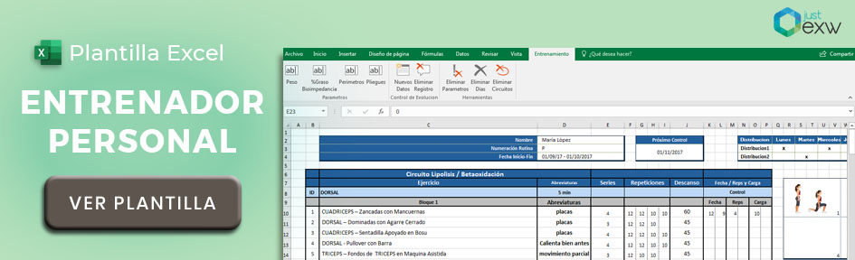 Plantilla para entrenamientos personales en Excel